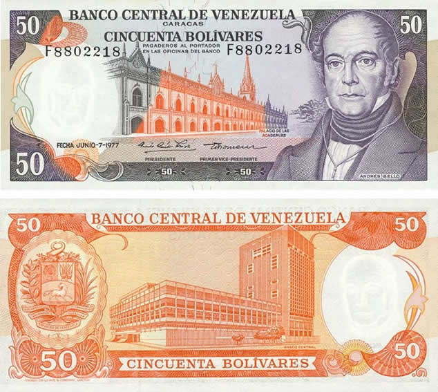 billete de 50 bolÃ­vares, el billete con la cara de andres bello