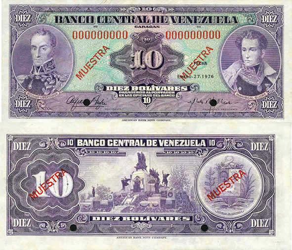 Billete de 10 bolívares | Billetes de los 70s y 80s